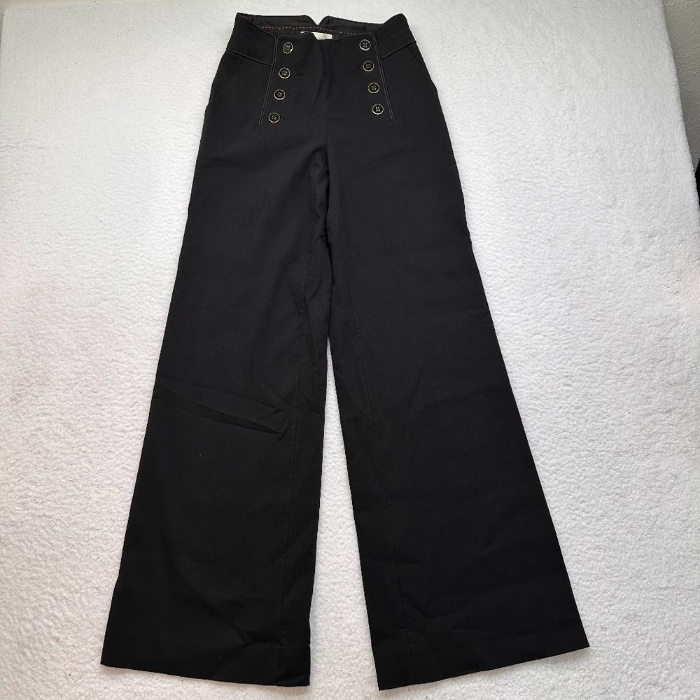 Elevenses | Black Sailor Pants Anthropologie HighWaisted Wide Leg 25